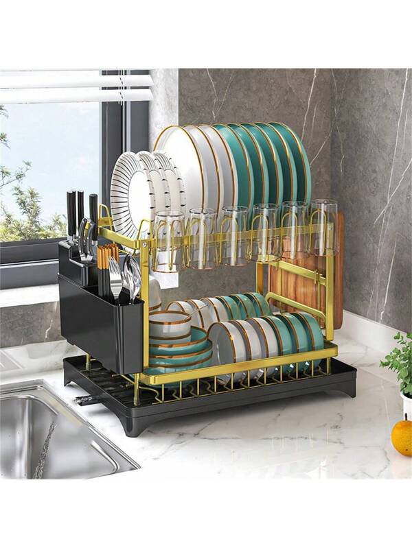 Large Capacity Double-Layer Detachable Drainage Dish Rack